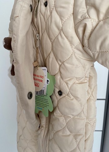 Kürklü Kapüşonlu Kahverengi Unisex Bebek Tulumu - Görsel 5