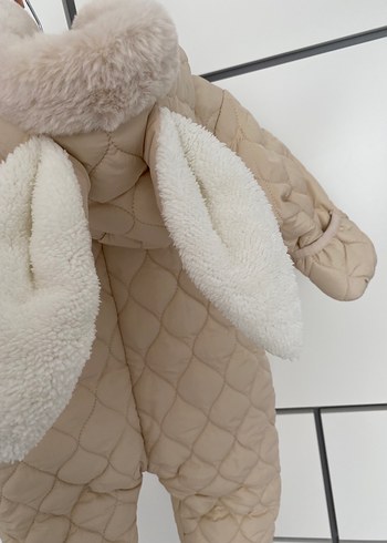 Kürklü Kapüşonlu Kahverengi Unisex Bebek Tulumu - Görsel 3