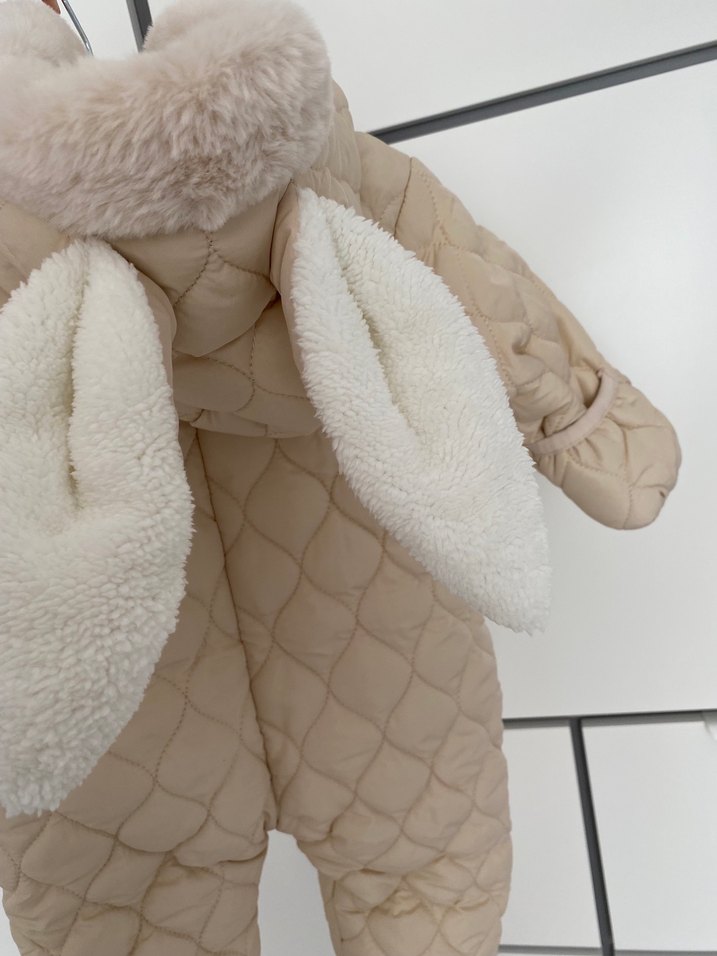 Kürklü Kapüşonlu Kahverengi Unisex Bebek Tulumu - Görsel 3