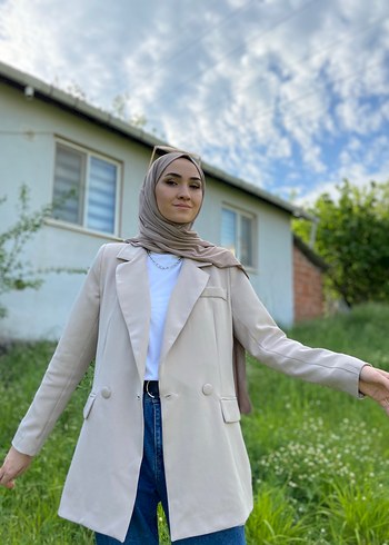 Trendyol & Milla Bej Kadın Midi Blazer Ceket