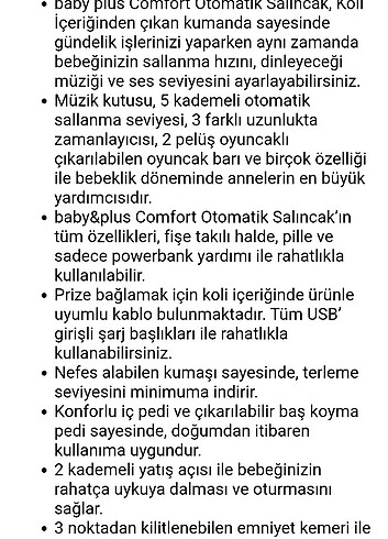 Comfort otomatik salıncak - Görsel 7