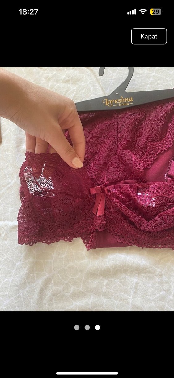 Bordo Nakışlı Bohem Dantelli Sütyen Takımı - Görsel 3