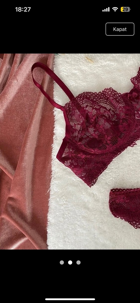 Bordo Nakışlı Bohem Dantelli Sütyen Takımı - Görsel 2