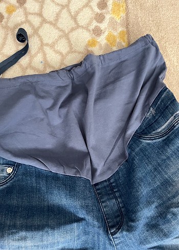 44 Beden mavi Renk Düğmeli Nakışlı Kadın Denim Pantolon hamile