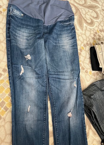 Anne Klein Düğmeli Nakışlı Kadın Denim Pantolon hamile