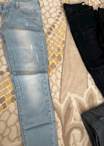 Diğer Gri Baskılı Kadın Denim Pantolon