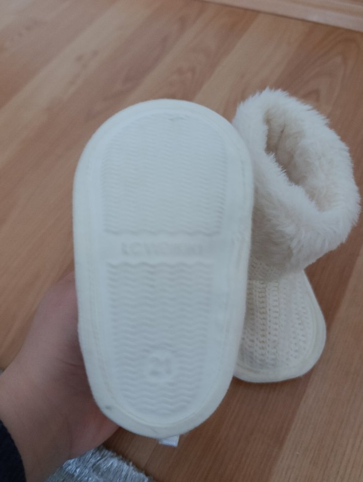 Kızlar için Beyaz Örgü Sıcak Terlik - Görsel 2