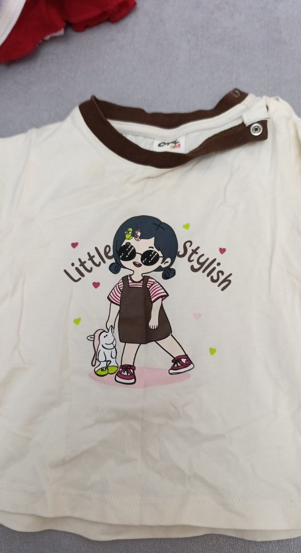 Sarı Baskılı Kız Çocuk Kısa Kollu Tişört - Görsel 5