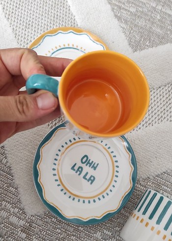 Beden çeşitli Renk Pastel Renkli Desenli Kahve Fincanı Takımı