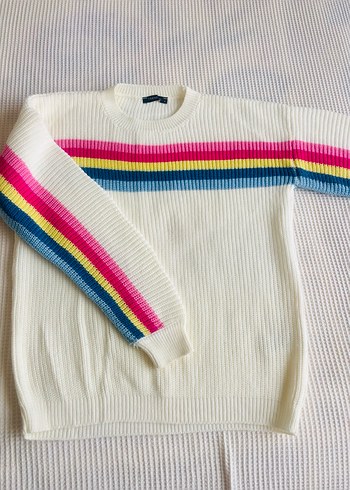 Renkli Çizgili Kadın Triko Kazak - Görsel 2