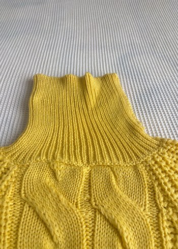 Sarı Bohem Boğazlı Örgü Kadın Kazak - Görsel 3