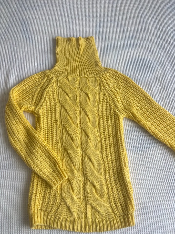 Sarı Bohem Boğazlı Örgü Kadın Kazak - Görsel 2