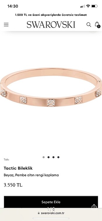 Swarovski rose gold tasli bilezik