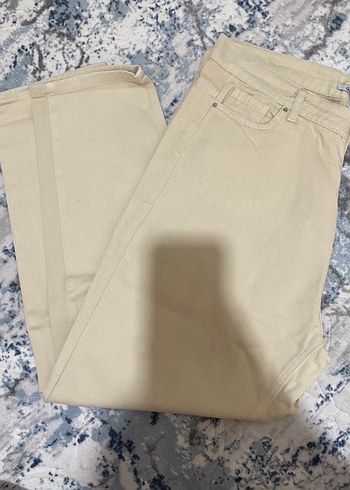 Bej Kadın Pamuklu Regular Fit Midi Jean