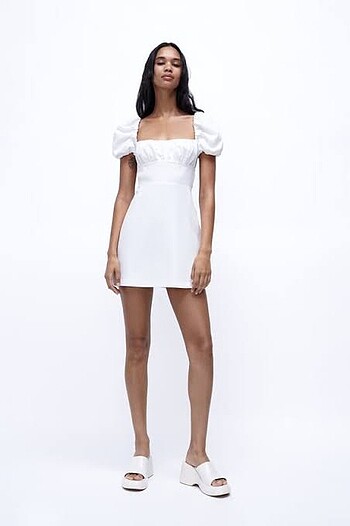 Zara Zara beyaz sırt dekolteli elbise
