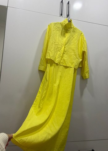 Sarı Uzun Askılı Kadın Elbise - Görsel 7