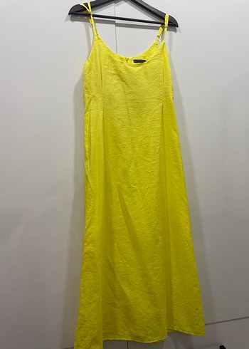 Sarı Uzun Askılı Kadın Elbise - Görsel 4