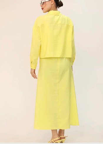 Sarı Uzun Askılı Kadın Elbise - Görsel 3