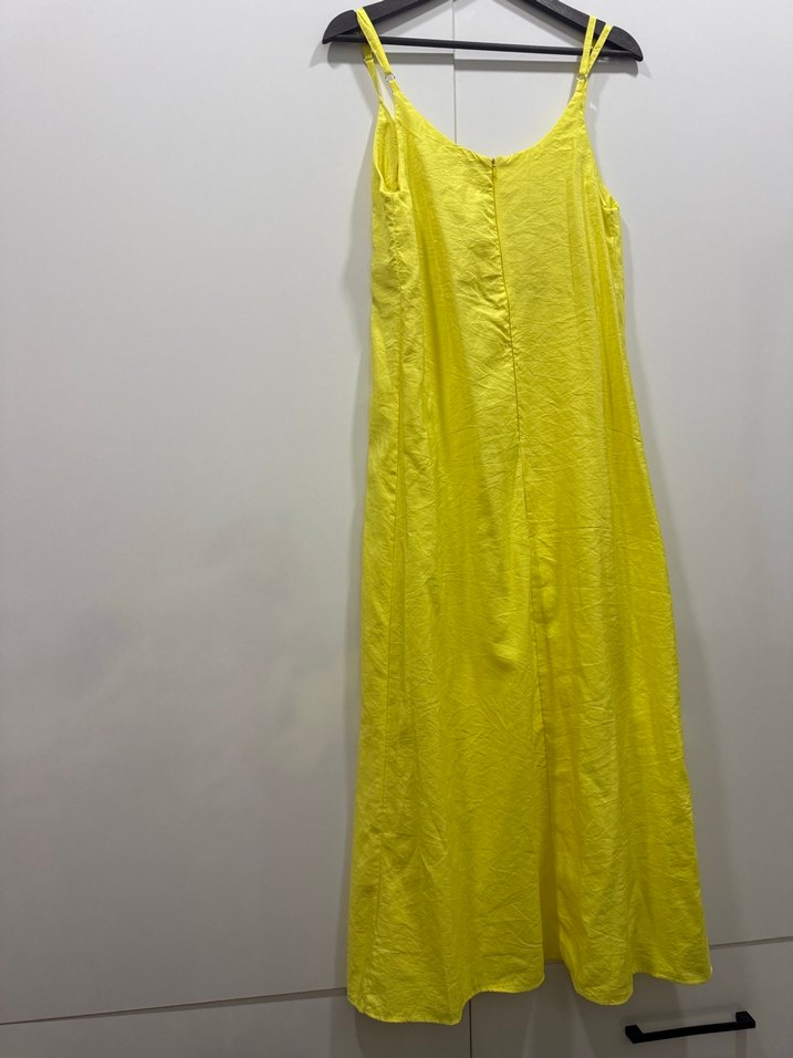 Sarı Uzun Askılı Kadın Elbise - Görsel 5