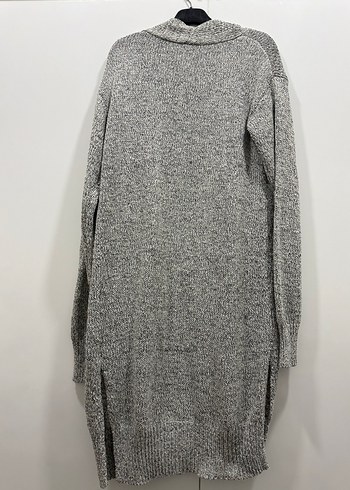 Gri Uzun Örgü Kadın Hırka - Görsel 3