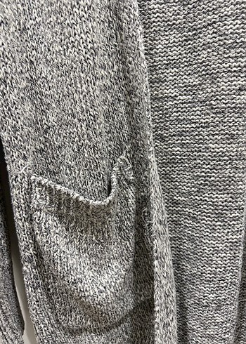 Gri Uzun Örgü Kadın Hırka - Görsel 2