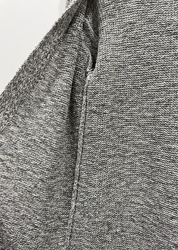 Gri Uzun Örgü Kadın Hırka - Görsel 4