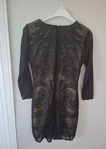 Dantel Detaylı Mango Siyah Midi Elbise - Görsel 6