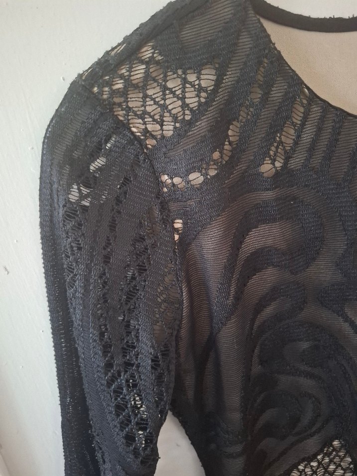 Dantel Detaylı Mango Siyah Midi Elbise - Görsel 2