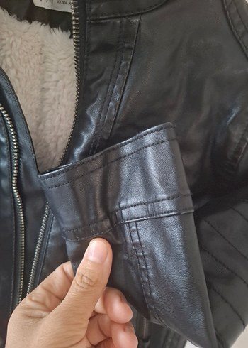 24-36 Ay Beden gri Renk H&M Çocuk Gri Deri Biker Ceket