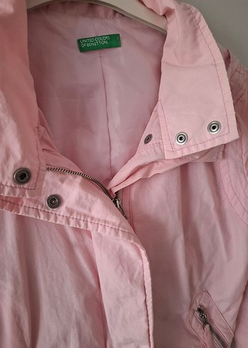 pembe benetton  yağmurluk - Görsel 4