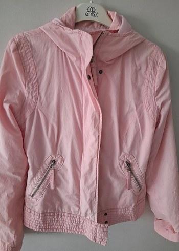 pembe benetton  yağmurluk - Görsel 6
