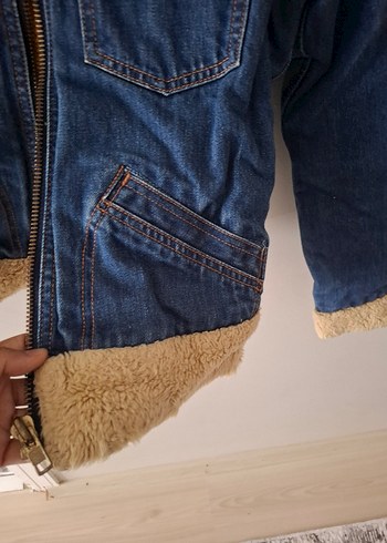 Kadın Mavi Kürklü Denim Mont - Görsel 6