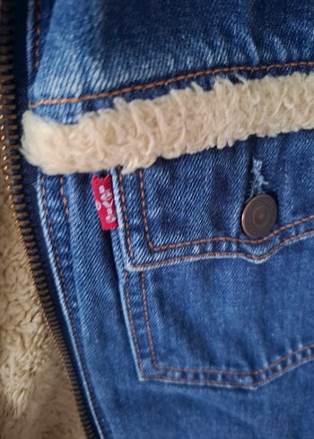 Kadın Mavi Kürklü Denim Mont - Görsel 3