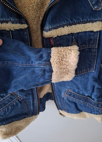 Kadın Mavi Kürklü Denim Mont - Görsel 5