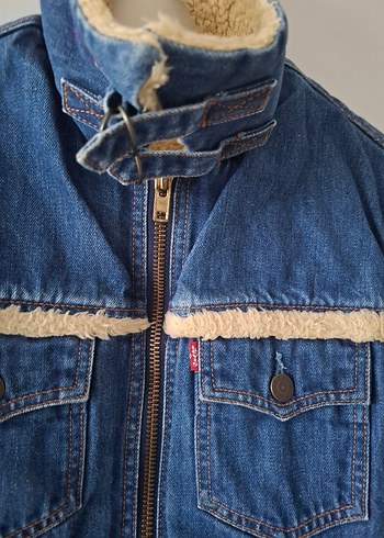 Kadın Mavi Kürklü Denim Mont - Görsel 8