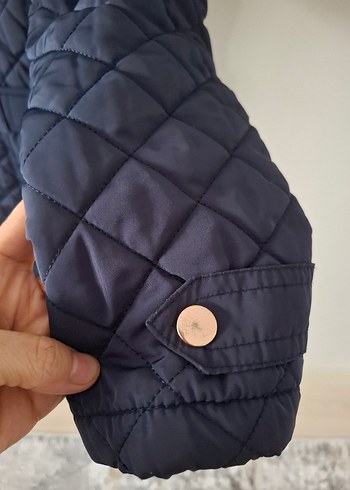 Kemerli Lacivert Uzun Kadın Mont - Görsel 6