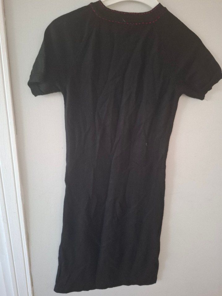 Fabrika markaDüğmeli Siyah Midi triko Elbise - Görsel 4