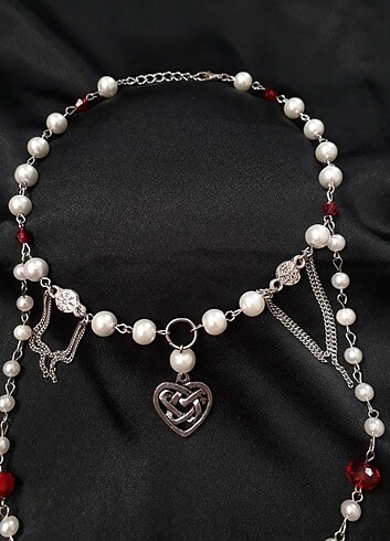 Tasarımcı Gothic inci choker kolye