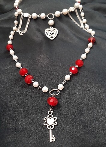  Beden bordo Renk Gothic inci choker kolye