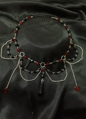  Beden bordo Renk Gothic kolye 