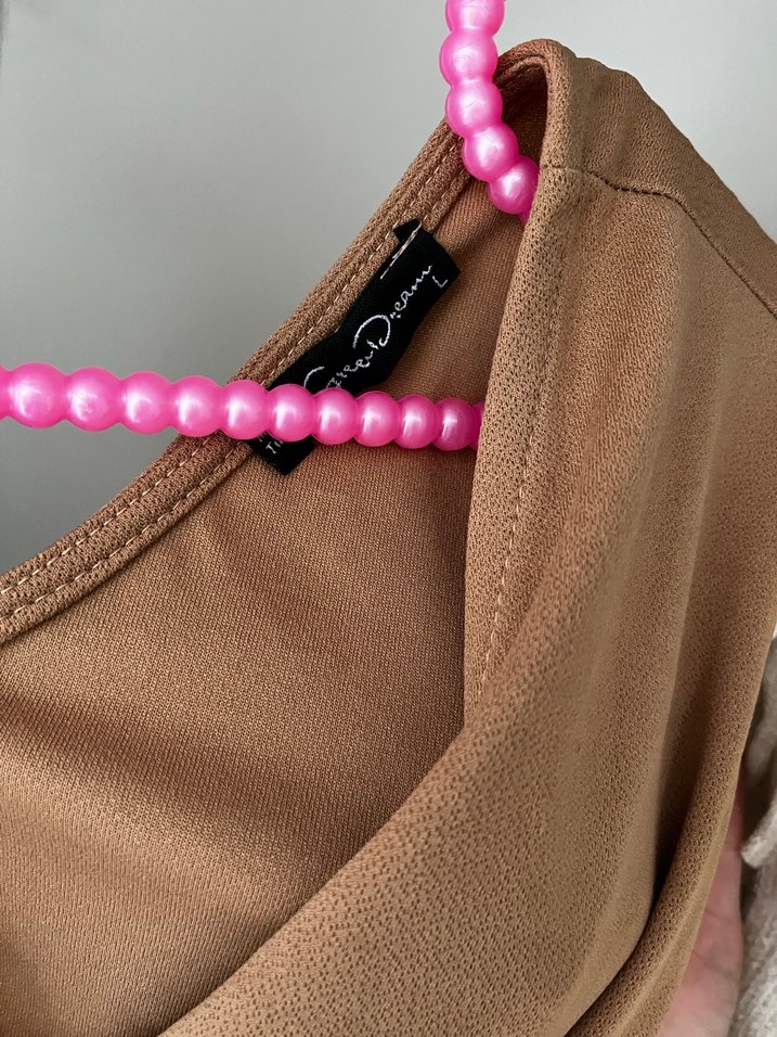 Bej Drapeli V Yaka Midi  Tulum - Görsel 3