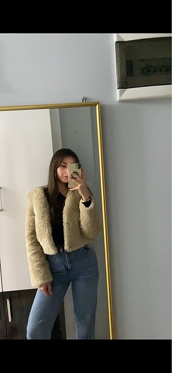 H&M krem peluş kürk ceket