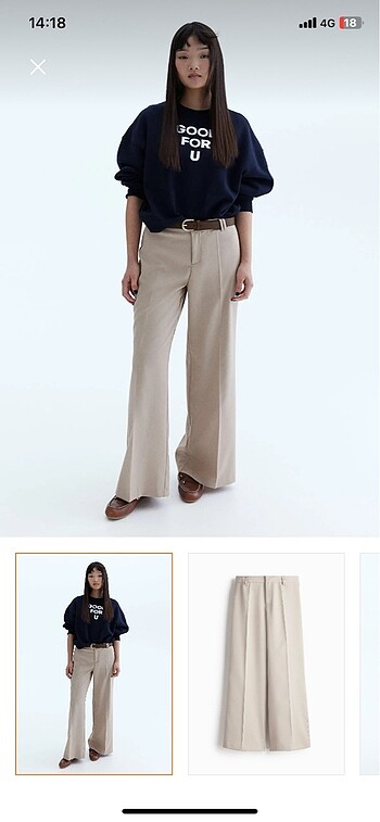 H&M wide leg şık pantolon bej