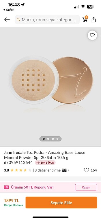  Beden Renk Jane iredale golden glow SPF20 pudra