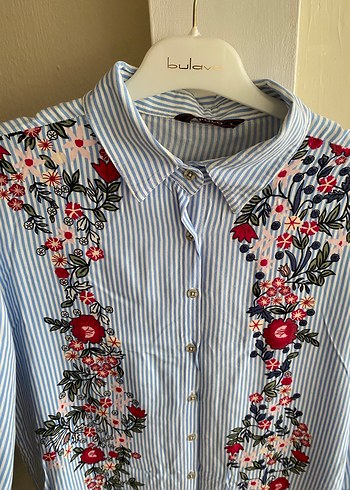 Nakışlı Bohem Kadın Gömlek - Görsel 3