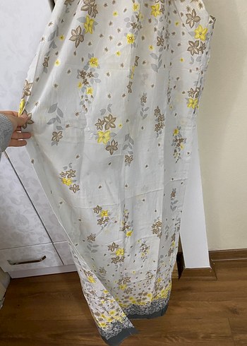 Bohem Gri Çiçekli Yüksek Yakalı Plaj Elbisesi - Görsel 2