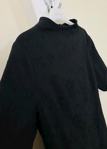 Siyah Kısa Kollu Midi Elbise - Görsel 4