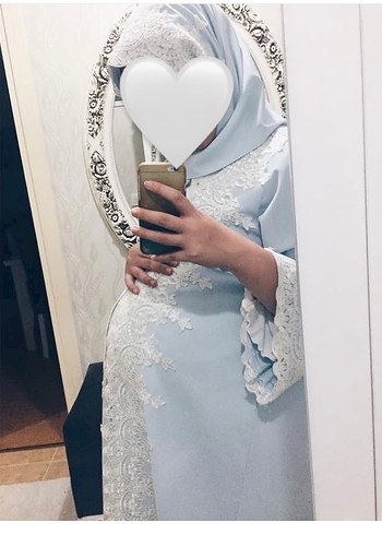 Uzun Mavi Nakışlı Bohem Kadın Lohusa Elbisesi - Görsel 5