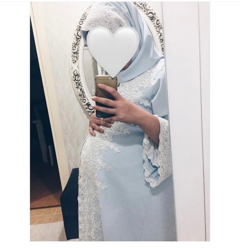 Uzun Mavi Nakışlı Bohem Kadın Lohusa Elbisesi - Görsel 5