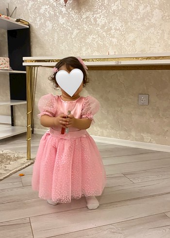 Pembe Fiyonklu Çocuk Abiye Elbise - Görsel 2